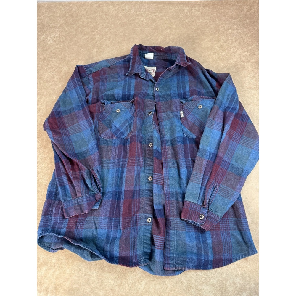 JNCO Y2K USA Made Mens Plaid Denim‎ Button Down Long Sleeve Shirt L